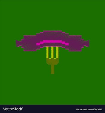 Flat shading style icon pixel sausage on fork vector image