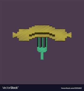 Flat shading style icon pixel sausage on fork vector image