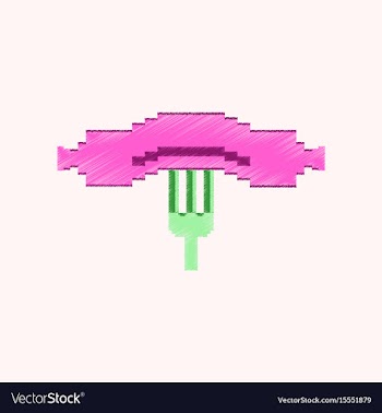 Flat shading style icon pixel sausage on fork vector image