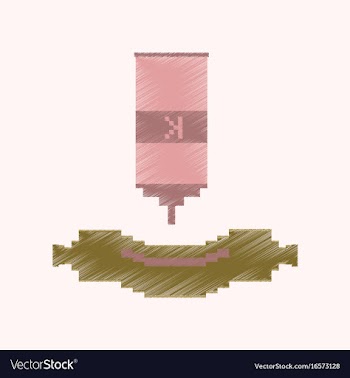 Flat shading style icon pixel sausage with ketchup vector image