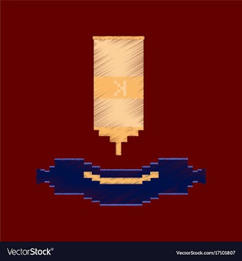 Flat shading style icon pixel sausage with ketchup vector image