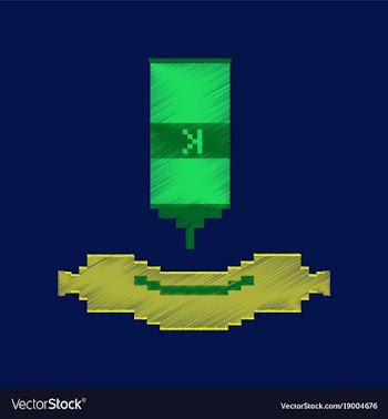 Flat shading style icon pixel sausage with ketchup vector image