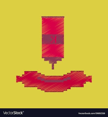 Flat shading style icon pixel sausage with ketchup vector image