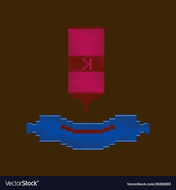 Flat shading style icon pixel sausage with ketchup vector image