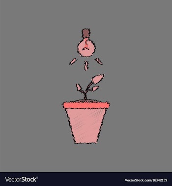 Flat shading style icon plant and light vector image