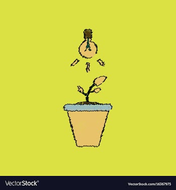 Flat shading style icon plant and light vector image