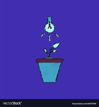 Flat shading style icon plant and light vector image
