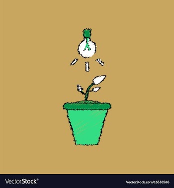 Flat shading style icon plant and light vector image
