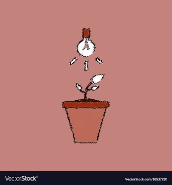 Flat shading style icon plant and light vector image