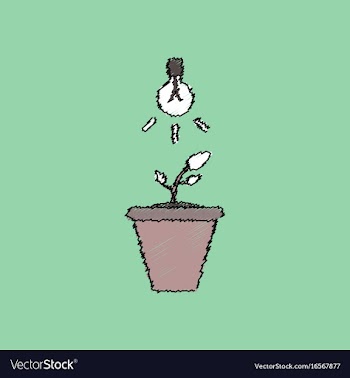 Flat shading style icon plant and light vector image