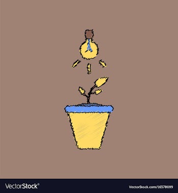 Flat shading style icon plant and light vector image