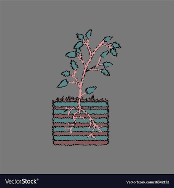Flat shading style icon plant and root vector image