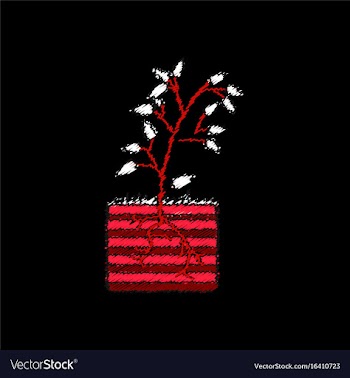 Flat shading style icon plant and root vector image