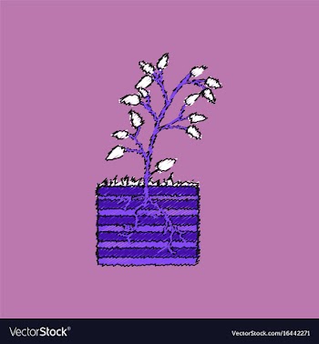 Flat shading style icon plant and root vector image
