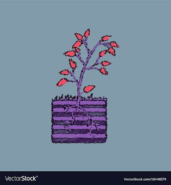 Flat shading style icon plant and root vector image