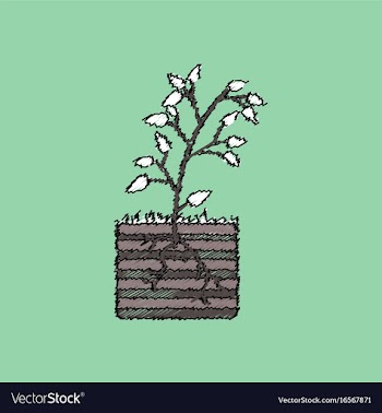 Flat shading style icon plant and root vector image