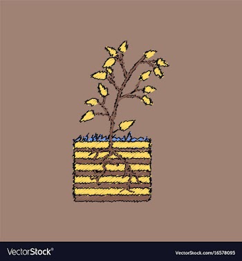 Flat shading style icon plant and root vector image
