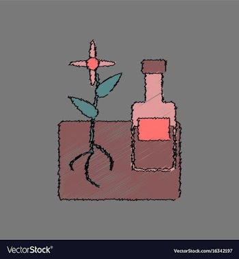 Flat shading style icon plant with bottle vector image