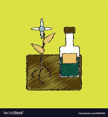 Flat shading style icon plant with bottle vector image