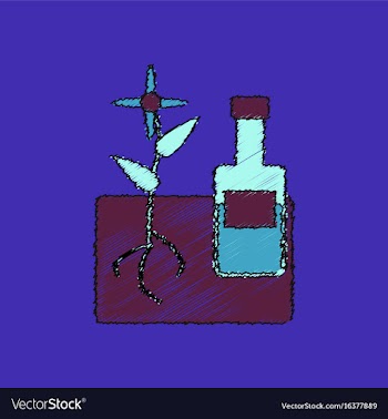 Flat shading style icon plant with bottle vector image