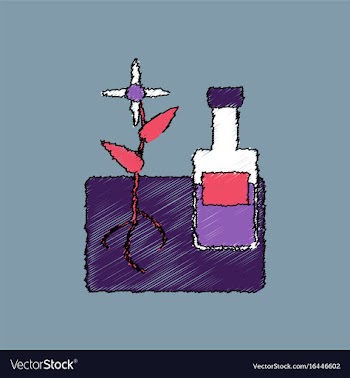 Flat shading style icon plant with bottle vector image