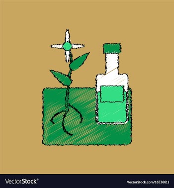 Flat shading style icon plant with bottle vector image