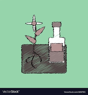 Flat shading style icon plant with bottle vector image