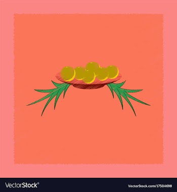 Flat shading style icon plate oranges vector image