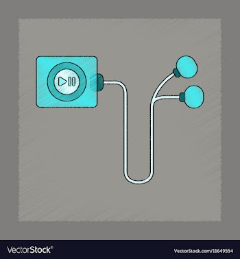 Flat shading style icon player with headphones vector image