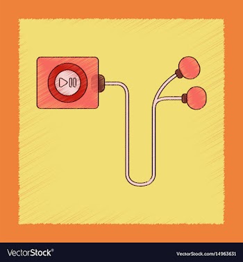 Flat shading style icon player with headphones vector image