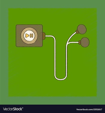 Flat shading style icon player with headphones vector image