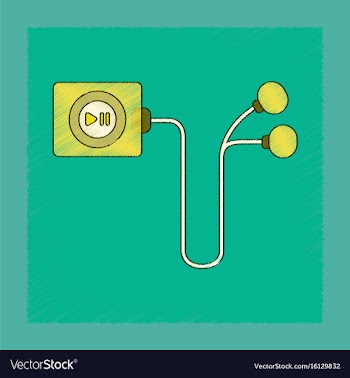 Flat shading style icon player with headphones vector image