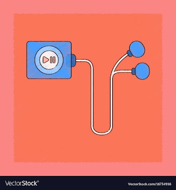 Flat shading style icon player with headphones vector image