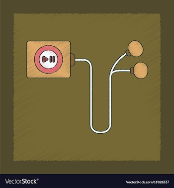 Flat shading style icon player with headphones vector image