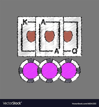 Flat shading style icon playing cards and chips vector image