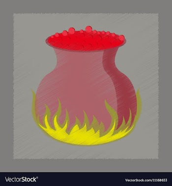 Flat shading style icon potion cauldron vector image