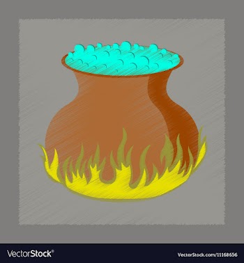 Flat shading style icon potion cauldron vector image