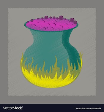 Flat shading style icon potion cauldron vector image