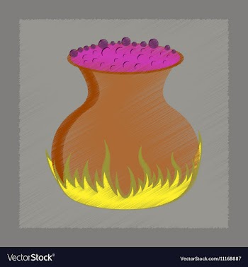 Flat shading style icon potion cauldron vector image