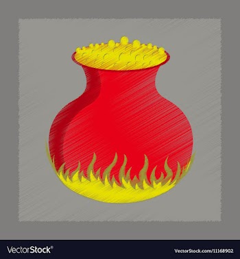 Flat shading style icon potion cauldron vector image