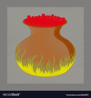 Flat shading style icon potion cauldron vector image