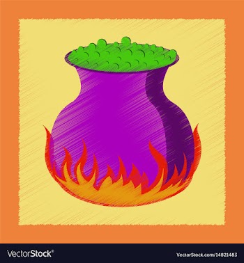 Flat shading style icon potion cauldron vector image
