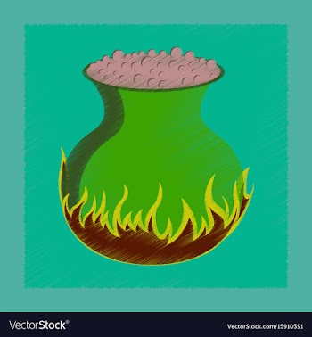 Flat shading style icon potion cauldron vector image