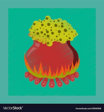 Flat shading style icon potion cauldron vector image