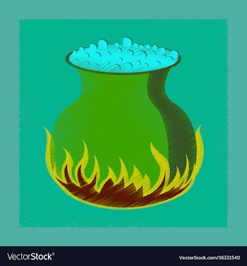 Flat shading style icon potion cauldron vector image