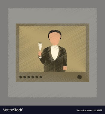 Flat shading style icon President on TV vector image