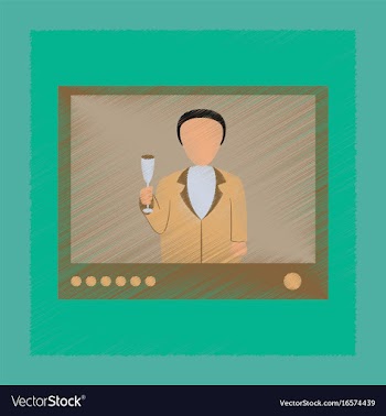Flat shading style icon president on tv vector image