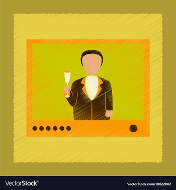 Flat shading style icon president on tv vector image