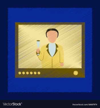 Flat shading style icon president on tv vector image