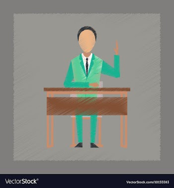 Flat shading style icon pupil at school desk vector image